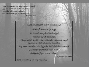 Táborfi István György gyászjelentése